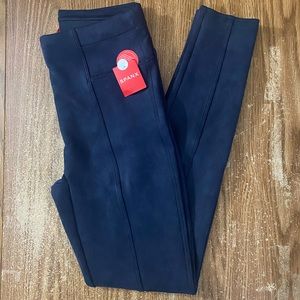 SPANX Faux Suede Leggings in Navy Blue